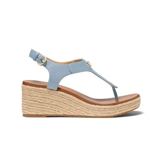 MICHAEL KORS Womens Blue Slingback Gold 1/2" Platform Laney Wedge Sandals 9 M - Picture 3 of 4